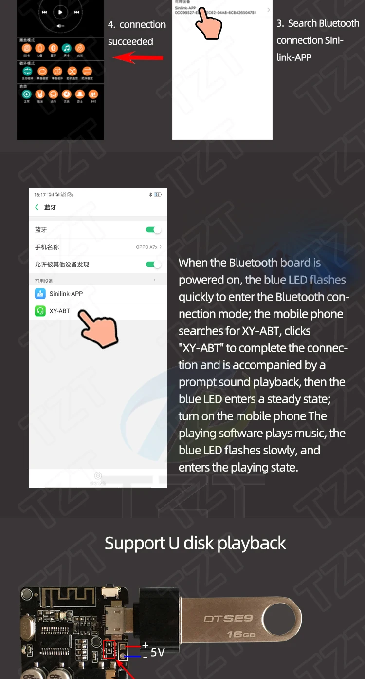 Bluetooth Audio Receiver Board Bluetooth 5.0 MP3 verlustfreie Platine Wireless Stereo Musik mit Leistungsverstärkermodul – Detail 11
