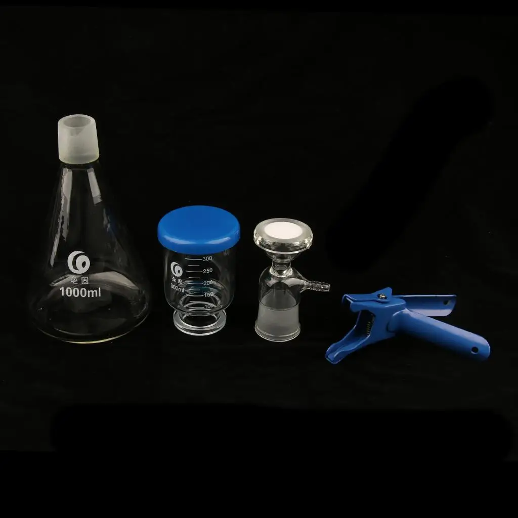 Clear Glass 1000ml Laboratory Filtering Apparatus with Aluminum Clamp for Sealed Filtration with 47mm Filter Paper for Lab