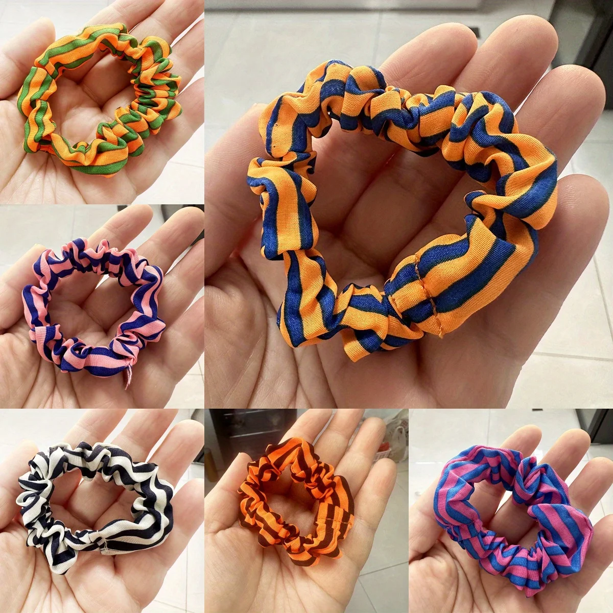 

Multi-color Polka Dot Fabric Hair Ties with Striped Design – High Elastic Hair Bands for Daily Use Cute Elegant Hair Accessories