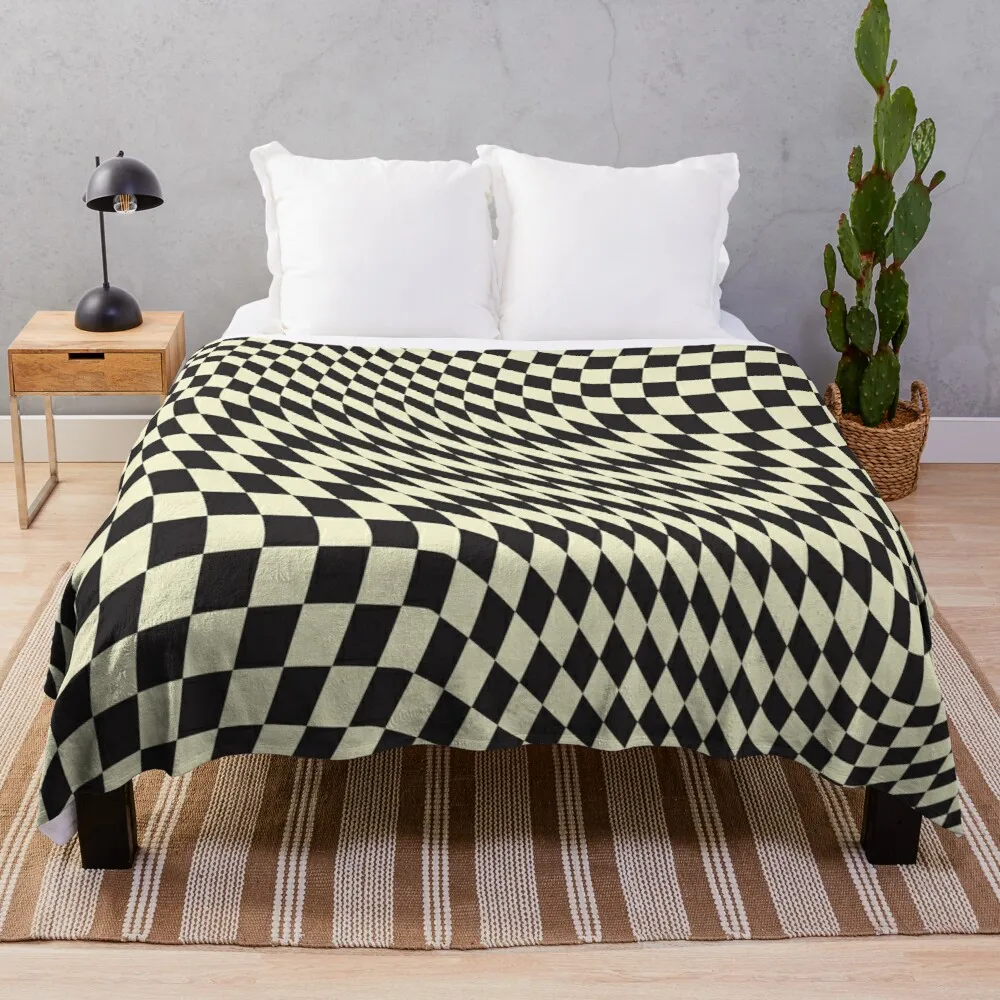 LSG Distorted Checkered Throw Blanket cotton knit blanket blankets for sofa stuffed blankets comforter blanket