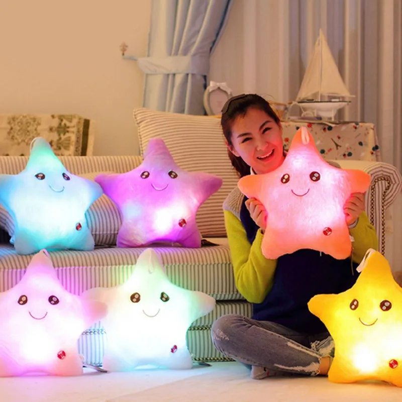 

Luminous Pillow Colorful Glowing Pillow Plush Doll Soft Stuffed Stars Cushion Led Light Toys Gift For Kids Children Girls