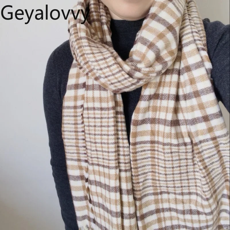 

Кашемировый шарф с узором в британском стиле, милый милый женский универсальный шаль, осенне-зимний новый теплый шарф для шеи
