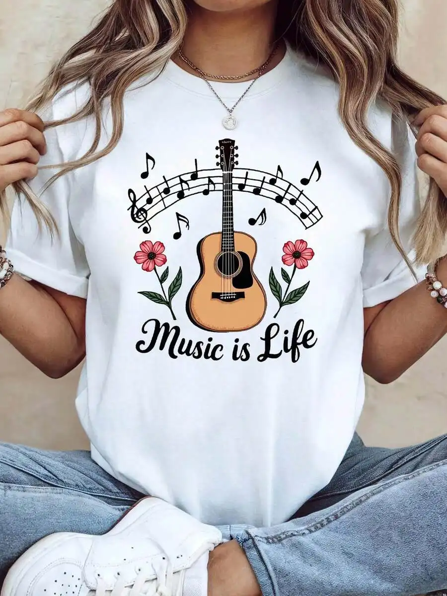Women's Short Sleeve Crew Neck T-Shirt, Artistic 