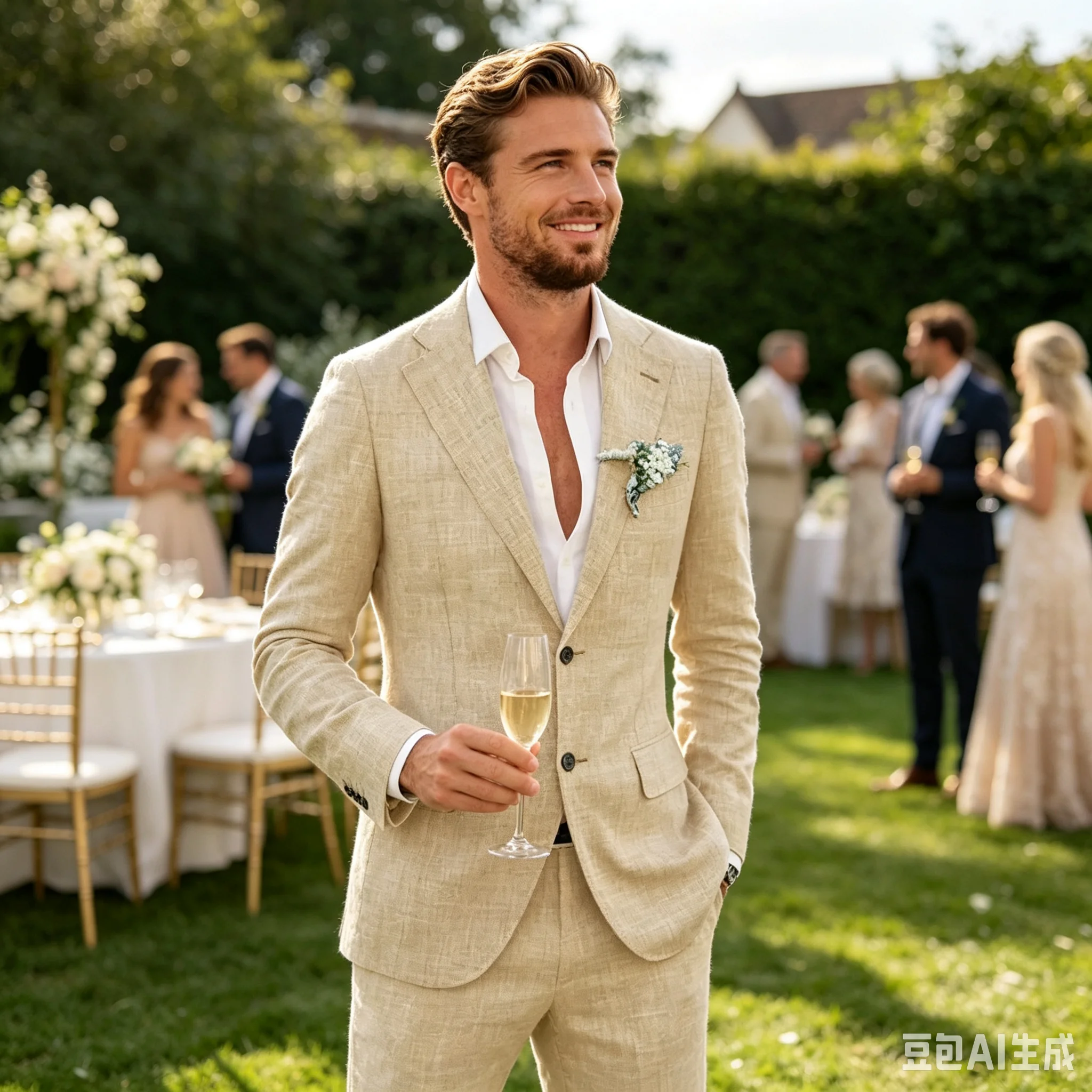 

Casual Men's Linen 2-piece Suit Slim Fit Notch Lapel Jacket Singel Breasted Blazer Pant Set Summer Seabeach Wedding Men's Suits