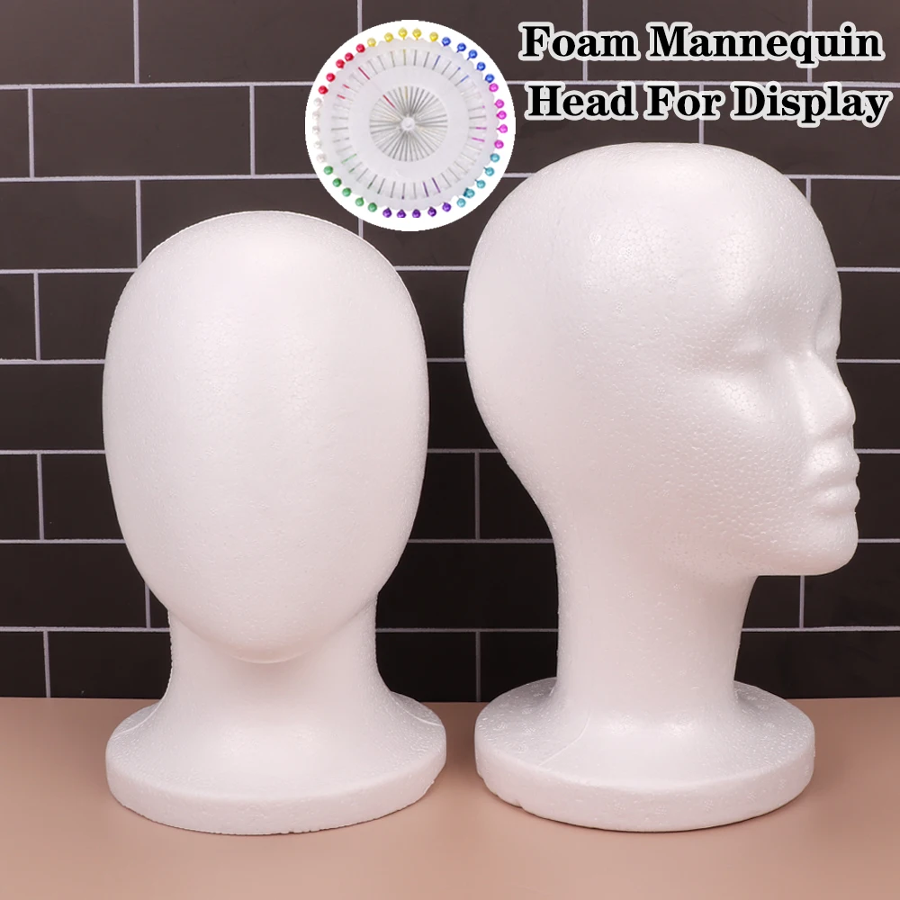 

Yajukai White Foam Mannequin Head for Wigs Display Caps Hat Glasses Display Male Female Styrofoam Manikin Head 1pcs Wig Tools