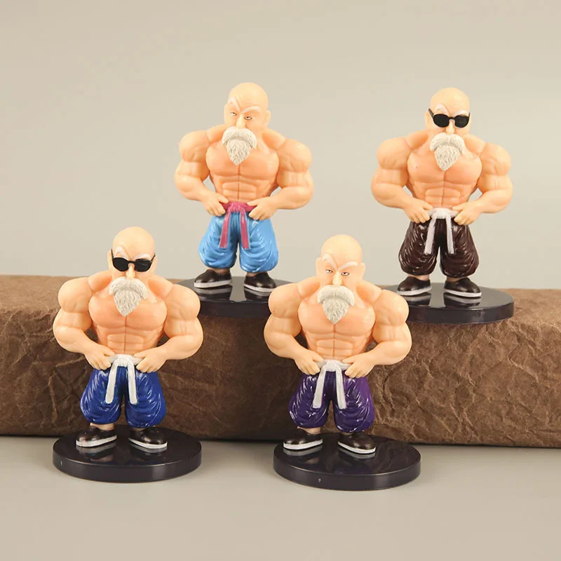 4pcs/set Dragon Ball Z Muscle Master Roshi Goku 's Teacher Kame Sennin PVC Action Figure Model Figurine DBZ Kids Toys Doll Gifts