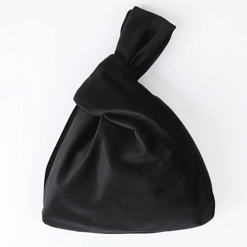 Double layer Japanese wrist bag velvet knot wrist bag literature and art leisure hand zero wallet stroll storage