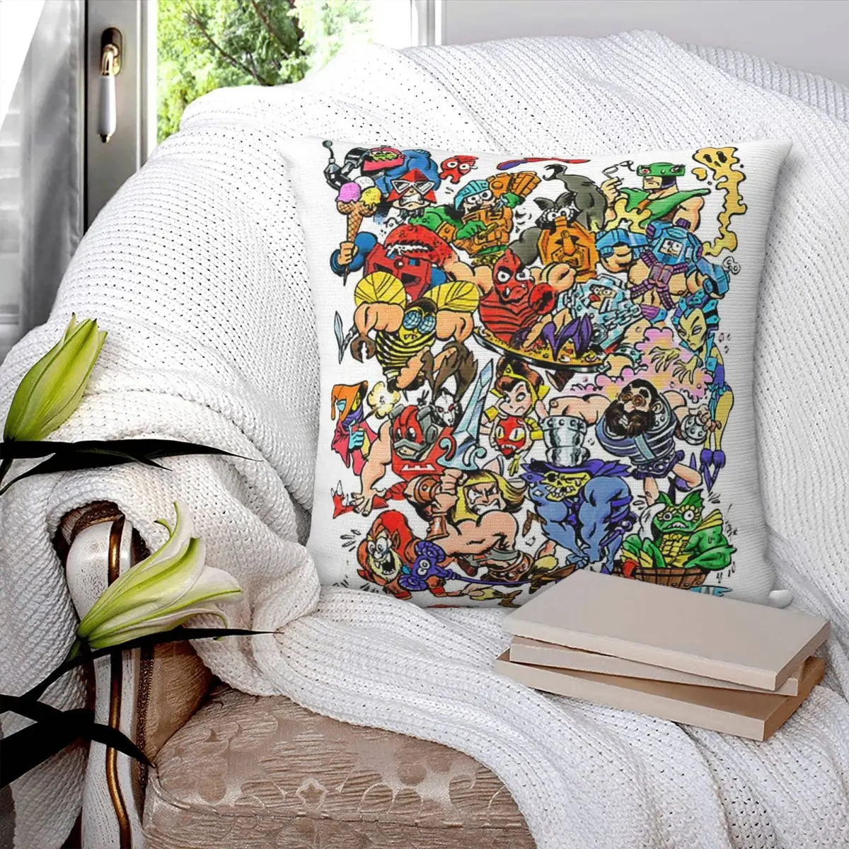 Masters Of The Universe Heroes & Villains Square Pillowcase Pillow Cover Zip Decorative Comfort Throw Pillow For Home Car