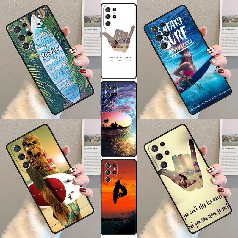 Surfer Surf Hang Loose Shaka Phone Case For Samsung Galaxy S23 S21 S20 FE S24 S22 Ultra Note20 S10 S9 S8 Plus Silicone Cover