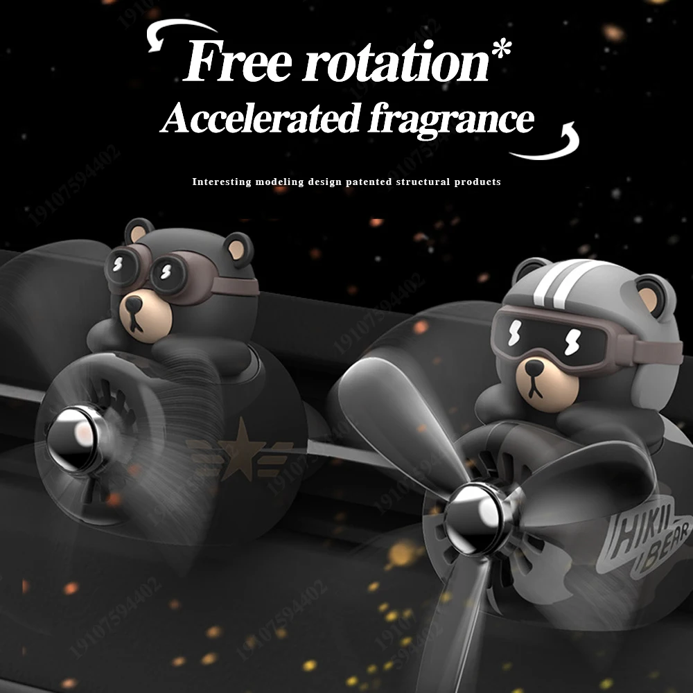 Bear Pilot Carro Purificador de Ar Hélice Hélice Fragrância Remover Odor Suprimentos Interior Aromatizante Perfume Difusor Decorações Car Air