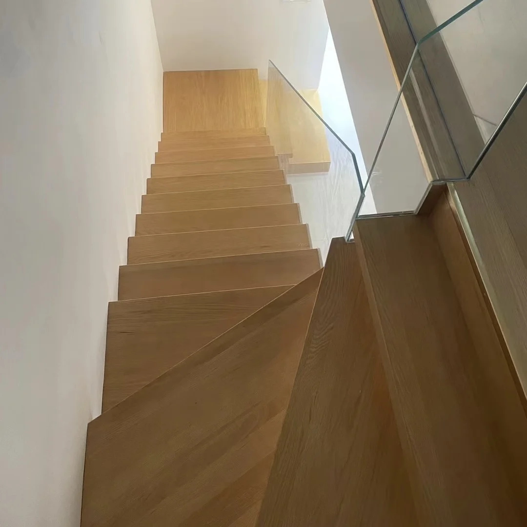 カスタマイズ可能な直線浮遊階段、カスタム住宅用階段、木製階段踏み板、木製階段キット