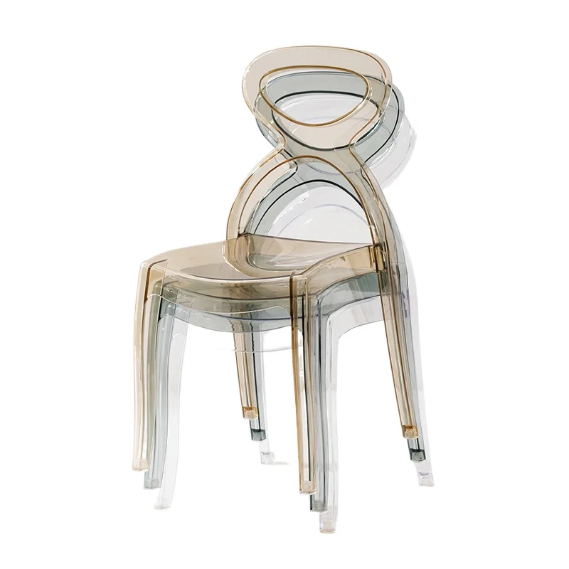 

Acrylic Nordic modern home transparent chair, designer can stack milk tea shop cafe backrest chair