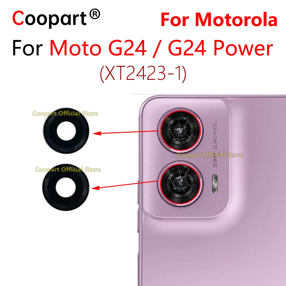 

Стеклянная крышка объектива задней камеры для Motorola Moto G24 Power XT2423-1 с клейкой наклейкой, запасные части