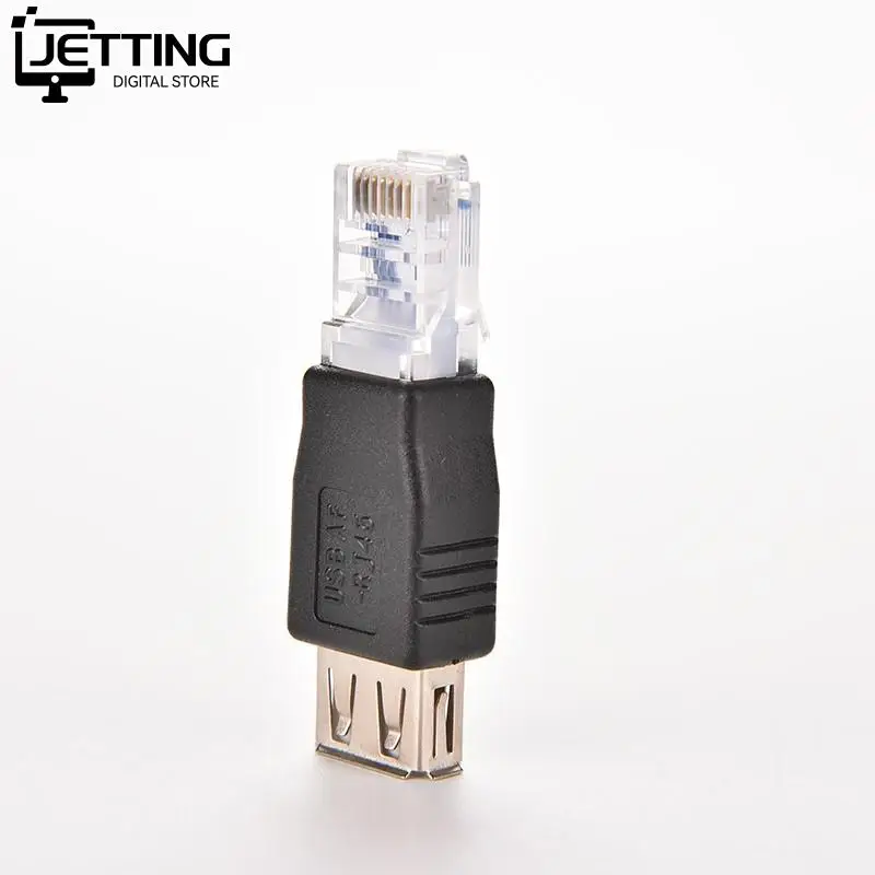 PC Crystal Head RJ45 Male to USB 2.0 AF A Female Adapter Connector Laptop LAN Network Cable Ethernet Converter Transverter Plug