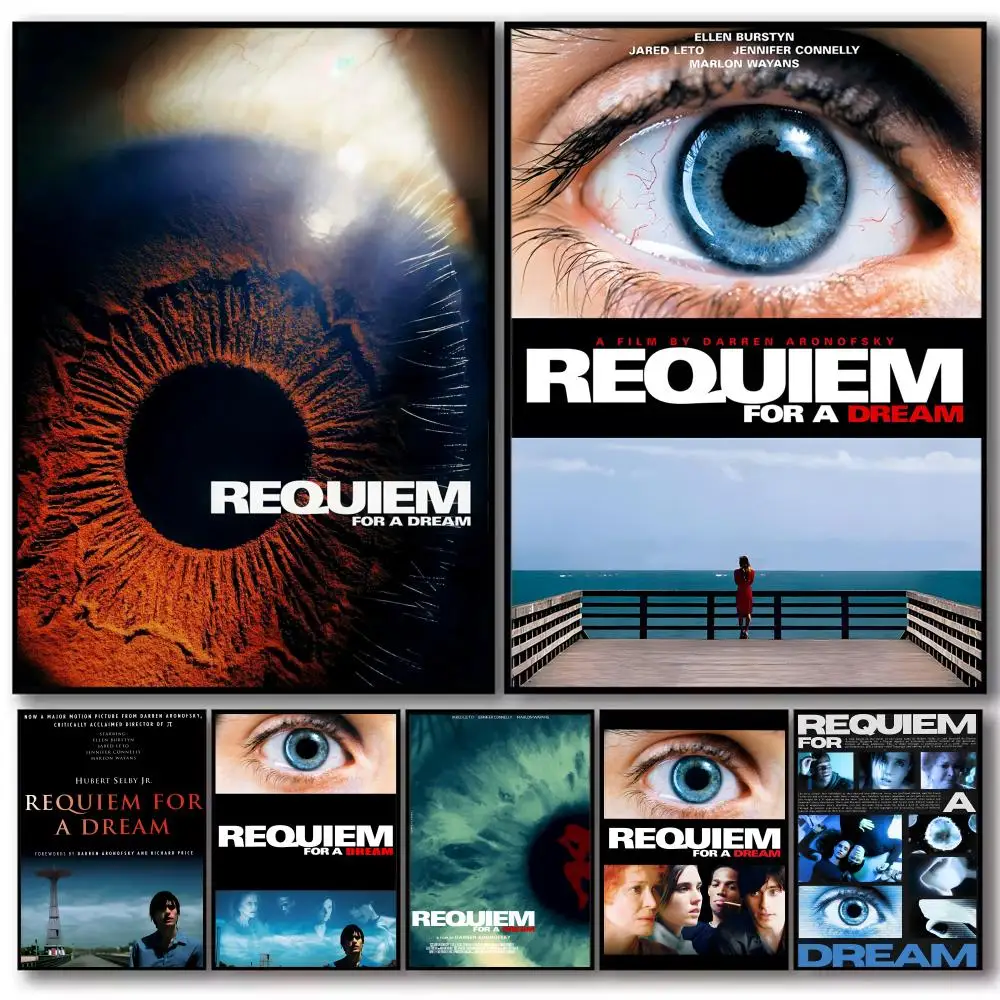 Classic Movies R-Requiem for a Dream Poster Decorative Wall Art Stickers Mural Photo Print for Home Living Room Hallway Decor