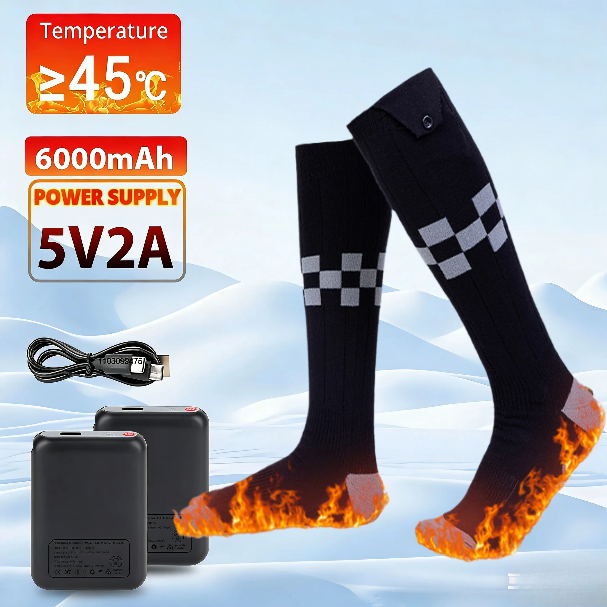 

Heating Socks 6000mAh Battery Rechargeable Anti-Cold Men Women Thermal Foot Warmer For Outdoor Camping Ski Sports Winter