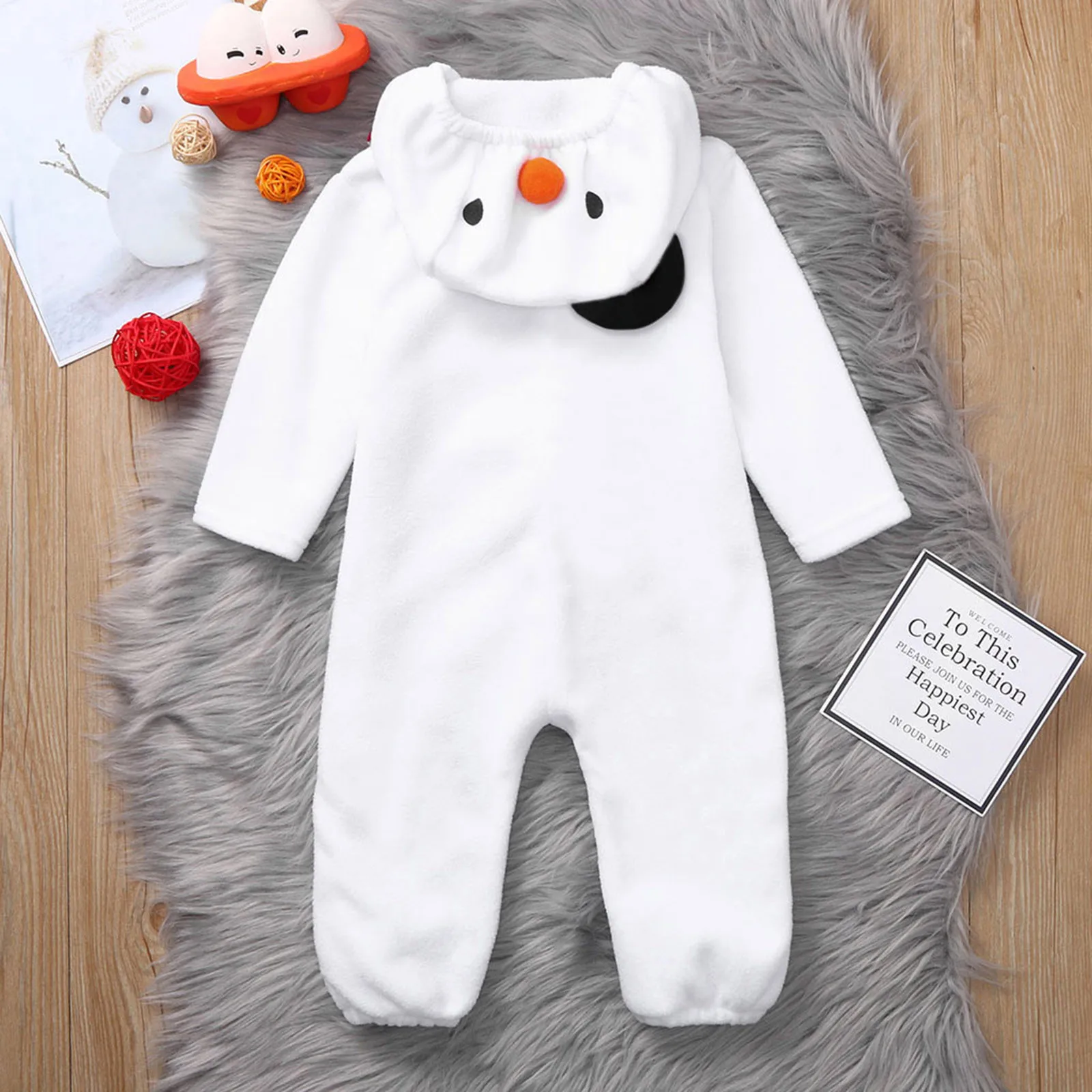 Christmas Cosplay Snowman Costume For Baby Girl Boys Jumpsuits Infant Baby Christmas Suit Cosplay Costumes Fleece Hoodie Rompers