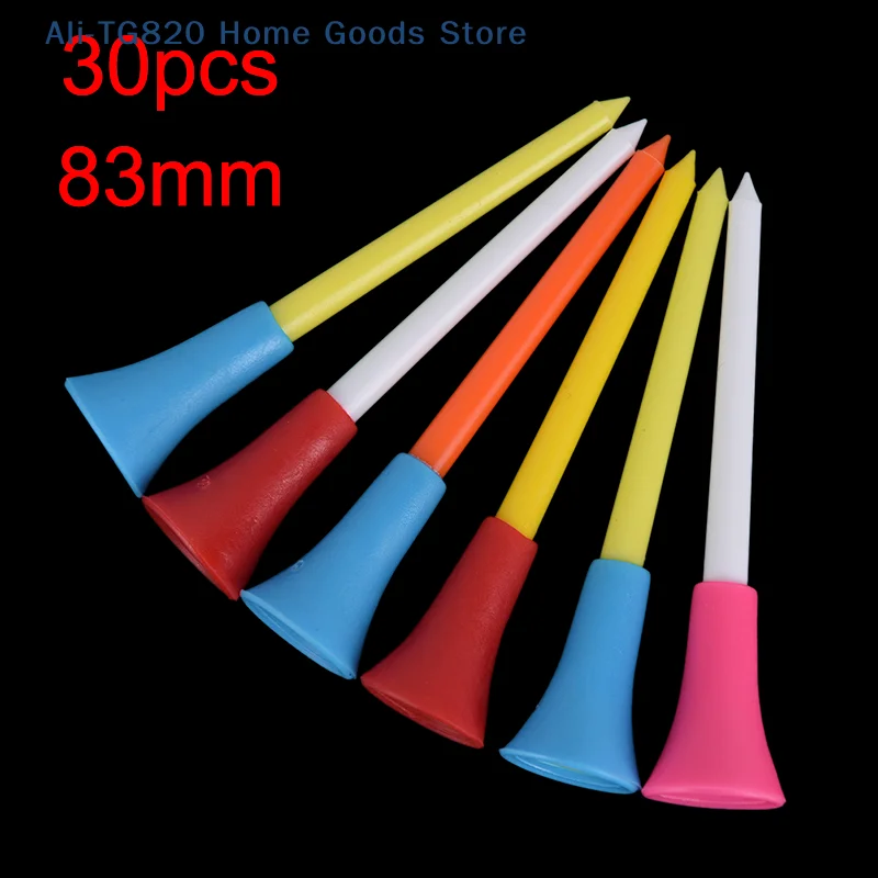 

[TG820]30PC Multi Color Plastic Golf Tees 83mm Durable Rubber Cushion Top Golf Tee