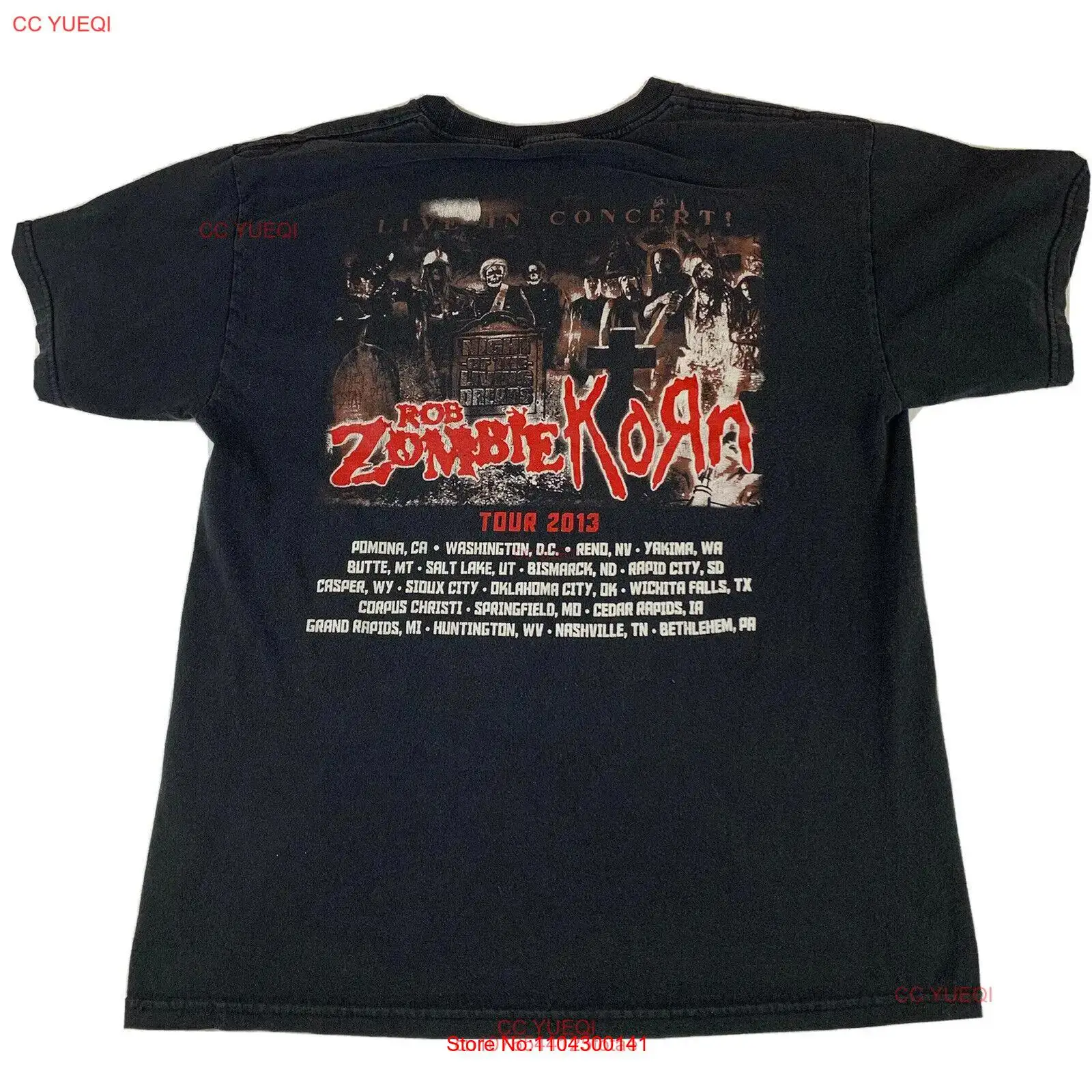 

Rob Zombie Korn T Shirt Fits Medium Large Black 2013 Tour 367 long or short sleeves