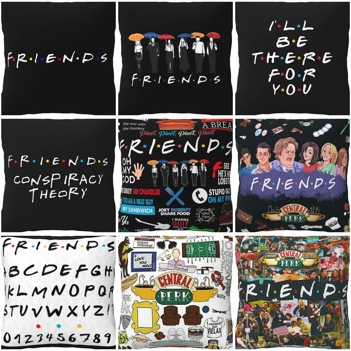 Friends TV Show Square Pillow Case Central Perk Cushion Covers Novelty Polyester Decorative Pillowcover for Sofa 18