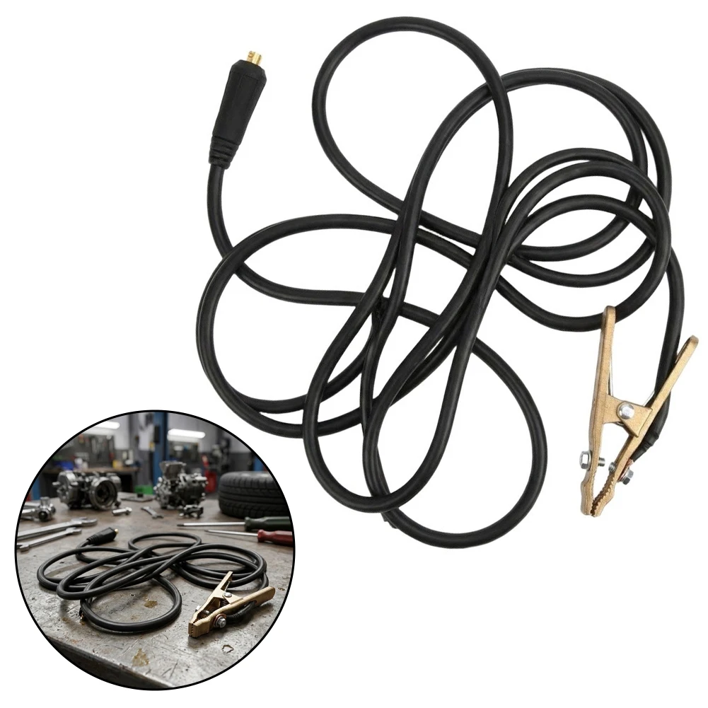 Welding Brass Ground Clamp 260A Rated Current 25mm2 Cable 9.8ft Length for Steel Structure and Auto Parts Work