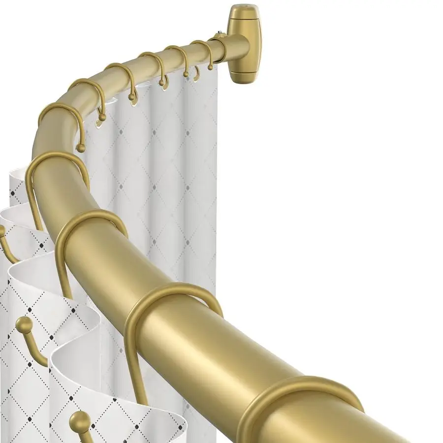 

Shower Curtain Rod, Round Shower Curtain Rod 48 to 72 Inches Adjustable, Rounded Bowed Stainless Steel Shower Rods for Bathroom,