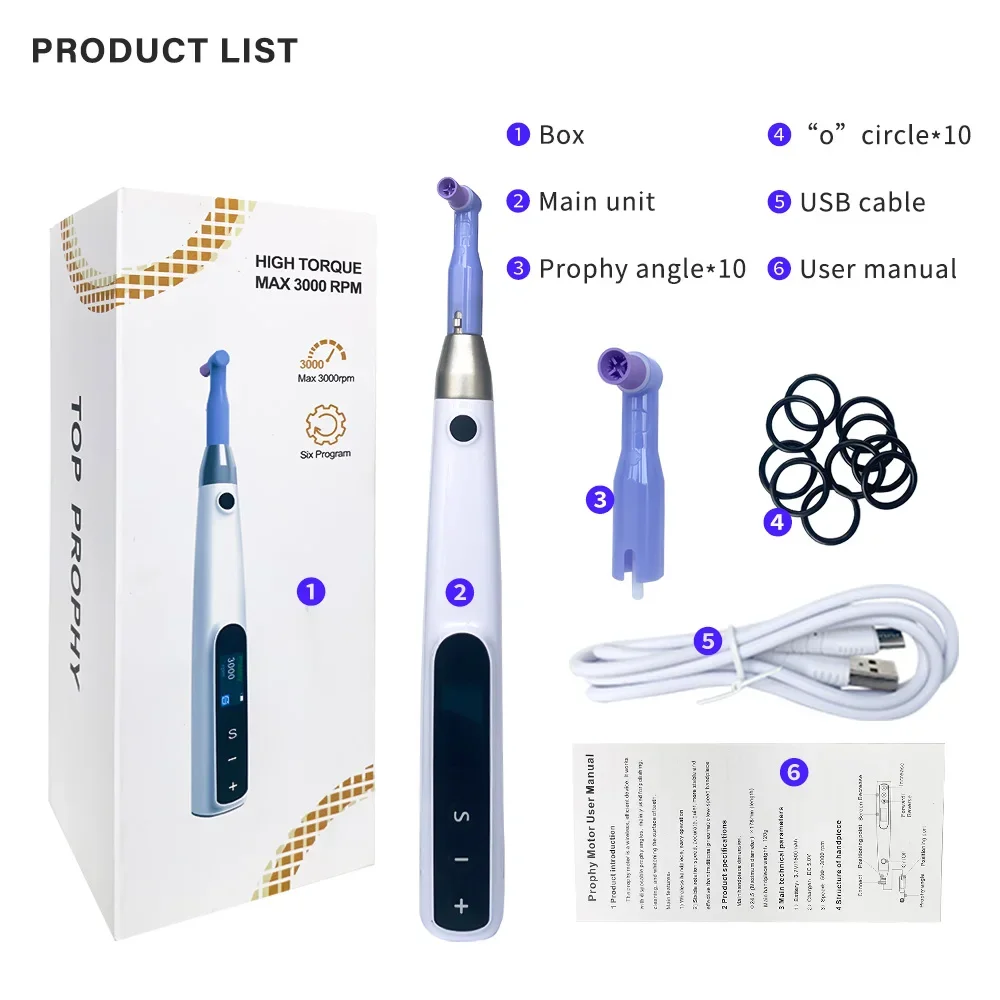 Elektrischer kabelloser Polierer, abnehmbares kabelloses Prophy-Handstück, elektrisch, wiederaufladbar, Prophy-Winkelprodukte