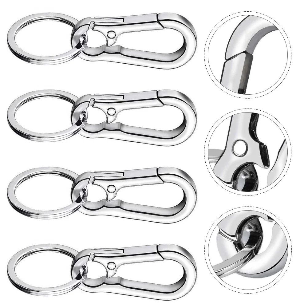 8 Pcs Purse Key Clip Chain Fob Ring Carabiner Personality for Keys Silver Lovers