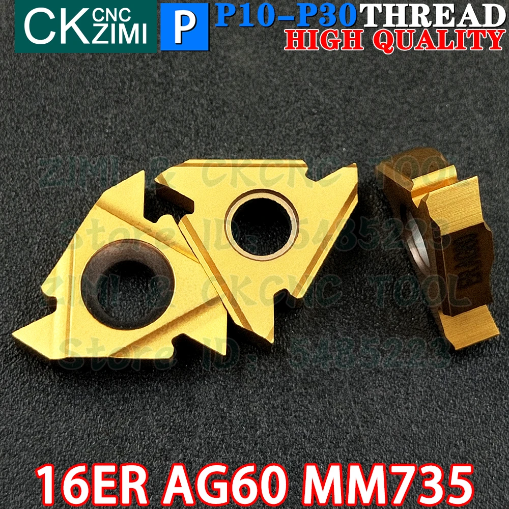 16ER AG60 MM735 Carbide Inserts External Thread Threaded Inserts Tools MMT16ER N60 CNC Machine Metal Lathe Turning Cutter Tools