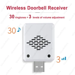 Impermeável sem fio inteligente campainha, controle remoto, único botão receptor, casa inteligente controle remoto, 30 música, 150m