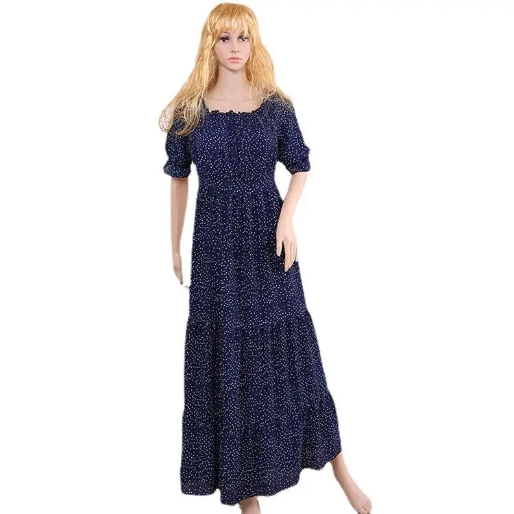 Faionable Commuter Floral Print Dr Women's One-oulder Two-Way Long Skirt Cross-Border Basic Sle Polyester Fiber