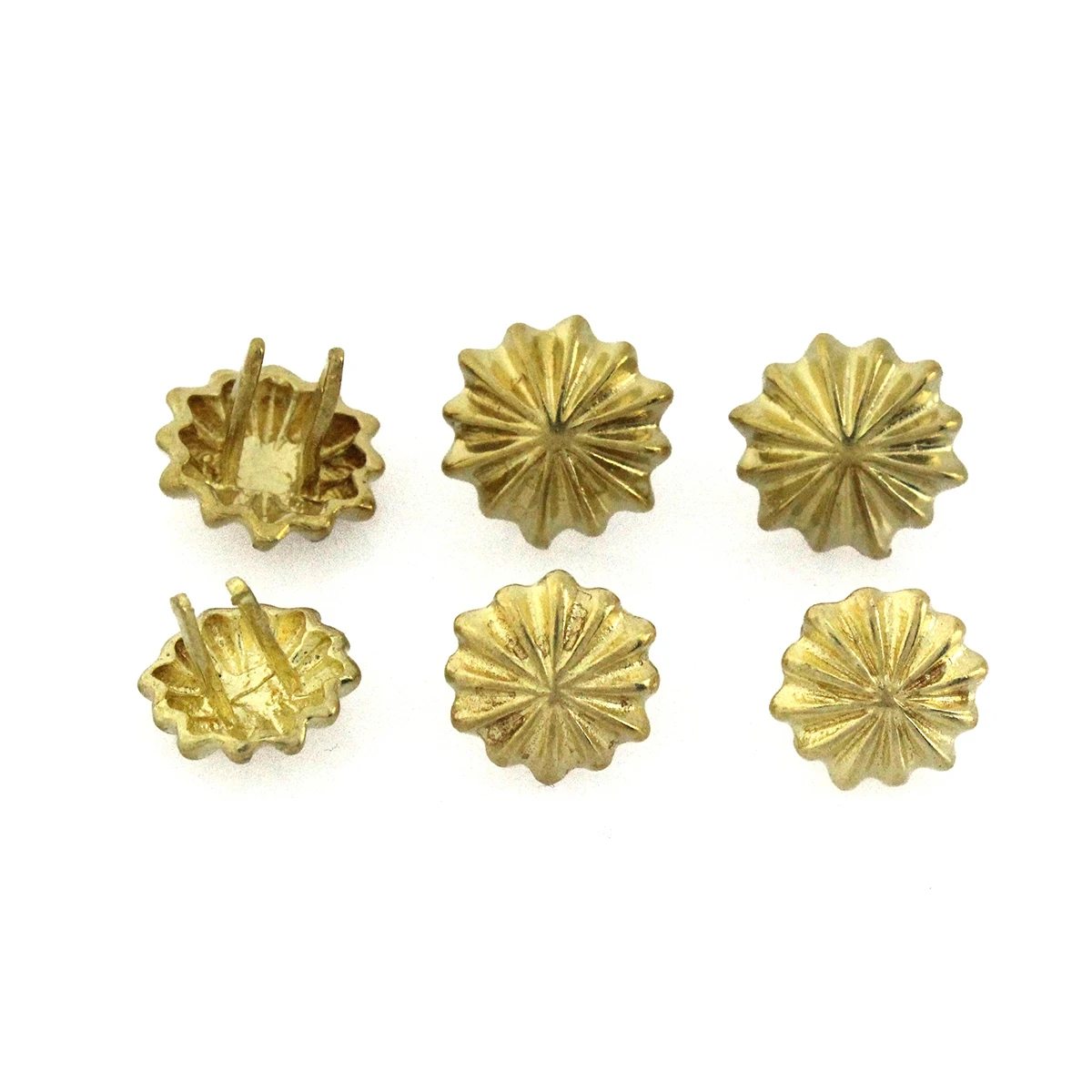 10Pcs High Quality Solid brass chrysanthemum prong conchos staples for leather bracelet belt decor Bag Strap Snap Hook 11mm/13mm