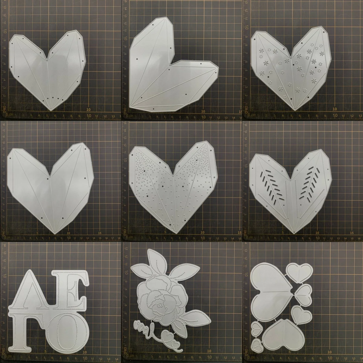 

9 видов металлических вырубных форм в форме сердца, любви и розы для скрапбукинга, декоративного тиснения и рукоделия
