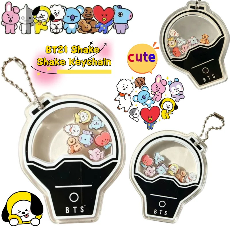 Neuer BT21 Koya RJ Shooky Cooky Tata Shake Shake Schlüsselanhänger Hochwertiger Anime-Cartoon-Stil für Schüler-Rucksäcke und Autodekoration – Detail 1
