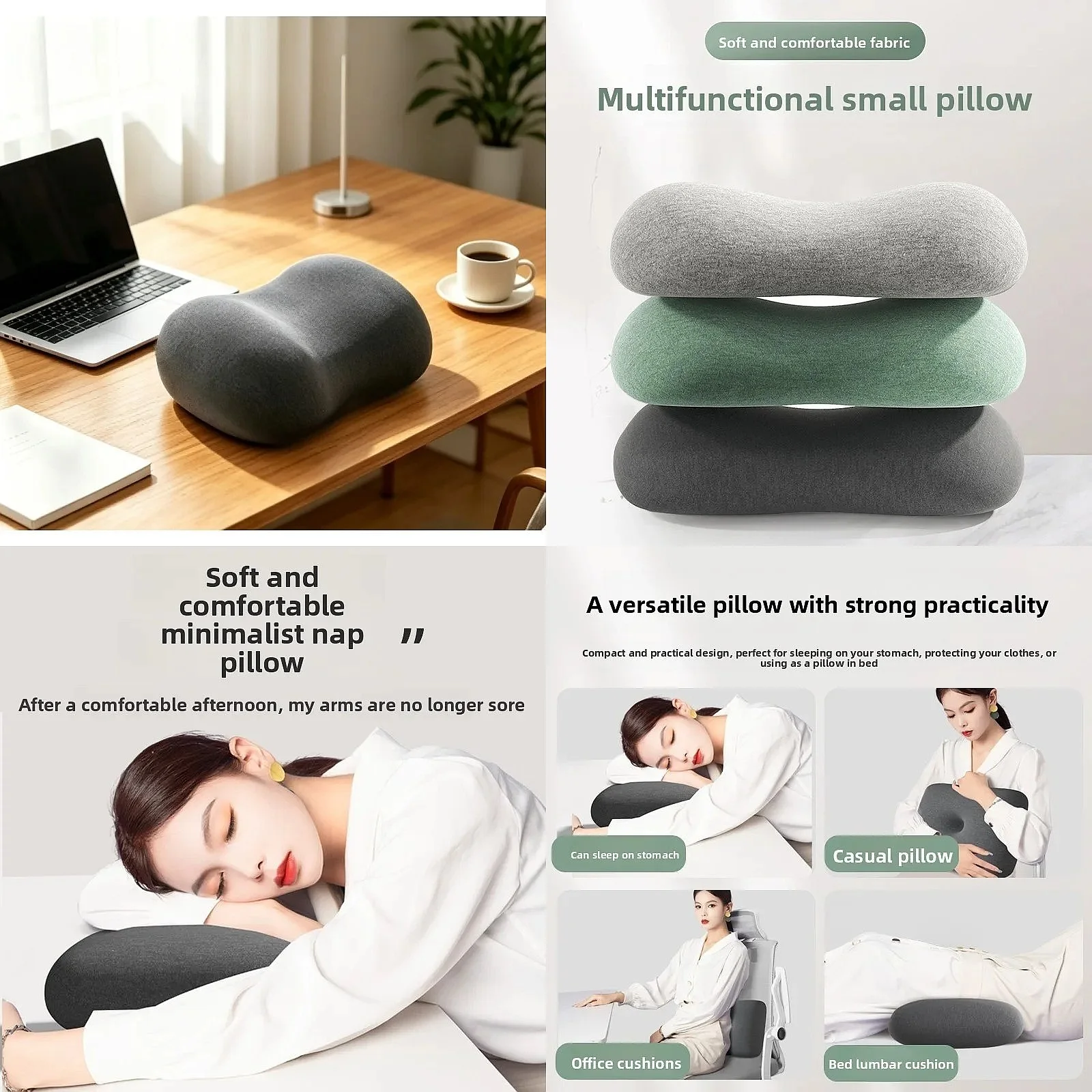 1pcs Mini Bean Nap Pillow Portable Memory Foam Office Desk Sleeping Pillow Student Lunch Break Face Down Cushion