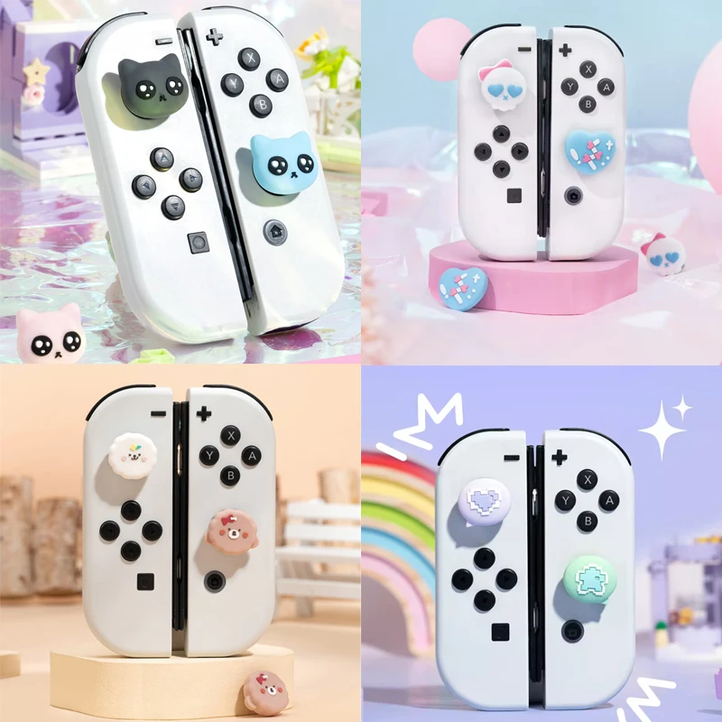 Cute Panda Meow Gift Silicone Soft Thumb Stick Grip Cap Joystick Cover For Switch NS Oled/Lite Joy-con Bling Thumbstick Case