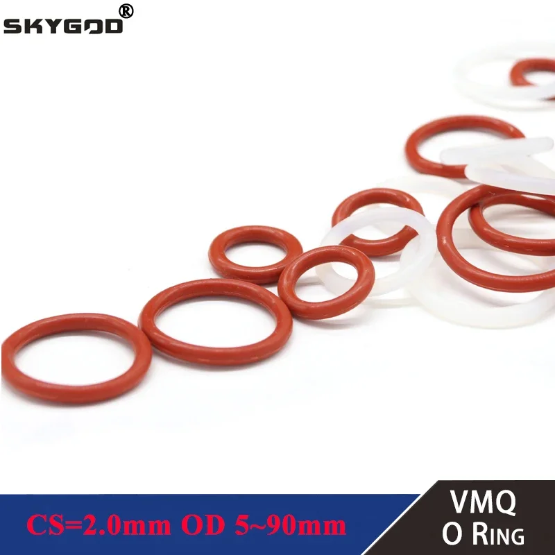 10Pcs VMQ Silicone Ring Gasket CS  CS 2mm OD 5 ~ 90mm O Ring Rubber Seal Pressure Cooker O-ring Food High Temperature Gasket