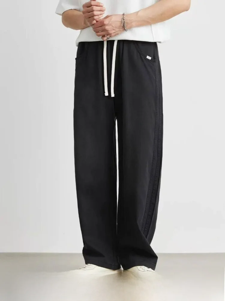 American High Street Style Men's Casual Loose Straight Leg Pants Spring Breathable Comfortable Fashionable Long Trousers