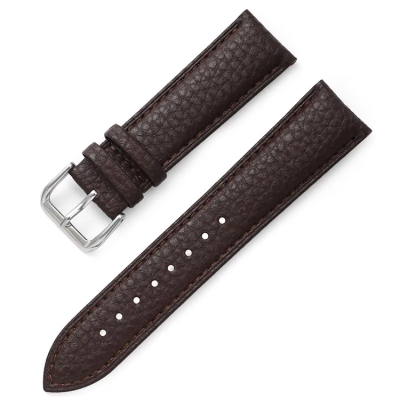 12 14 16 18 19 20 21 22 24 mm High Quality Lychee Grain Calfskin Watch Strap Waterproof  Wristband Pin Buckle Accessories