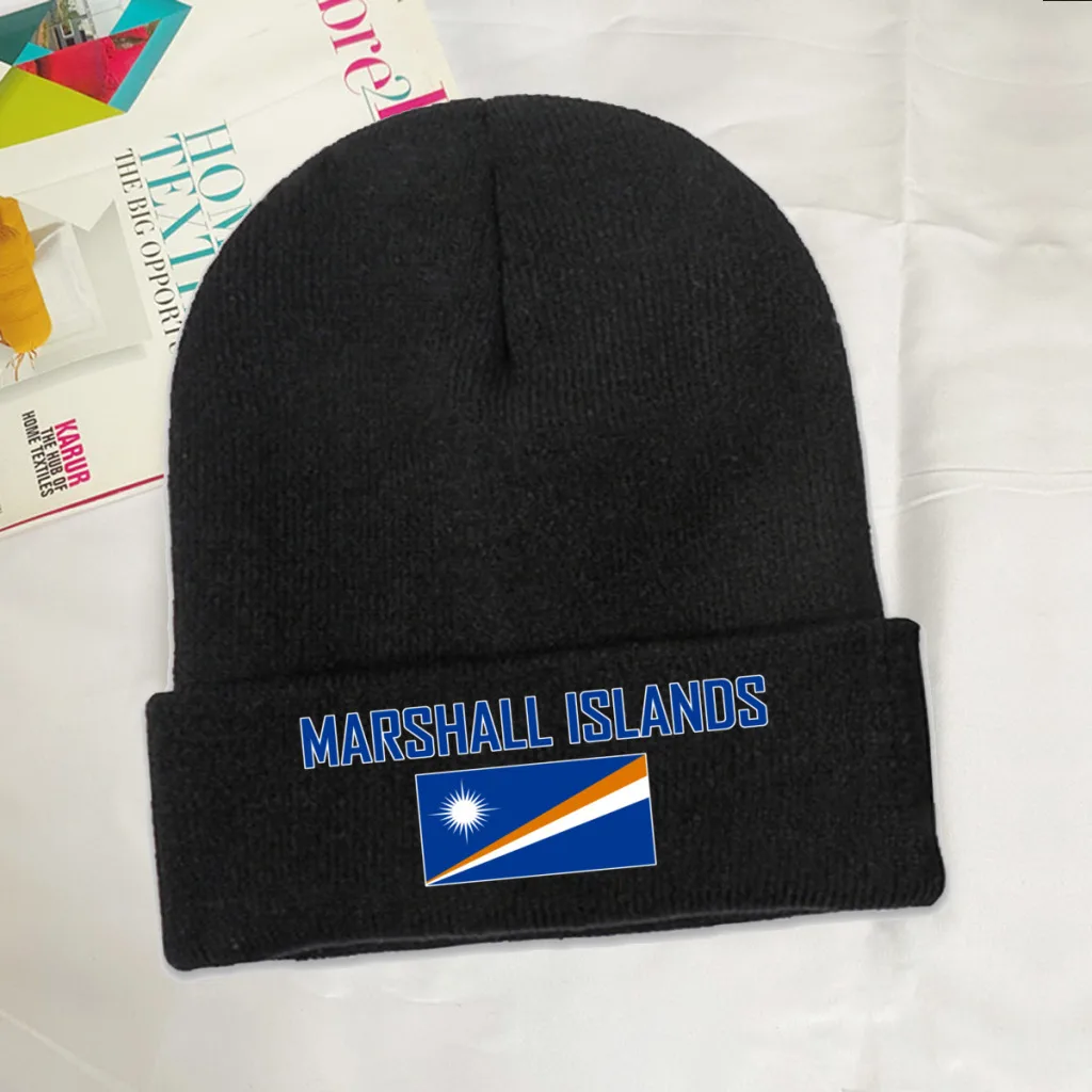 MARSHALL ISLANDS Country Flag Top Print Men Women Unisex Knitted Hat Winter Autumn Beanie Cap Warm Bonnet