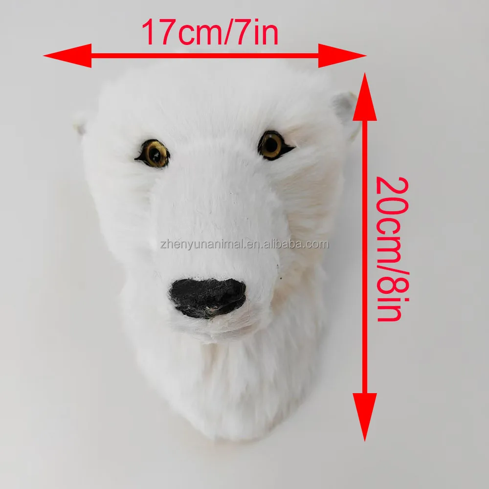 Customizable hand-realistic faux fur bear head wall hangings | Rustic animal trophies for home and office decor