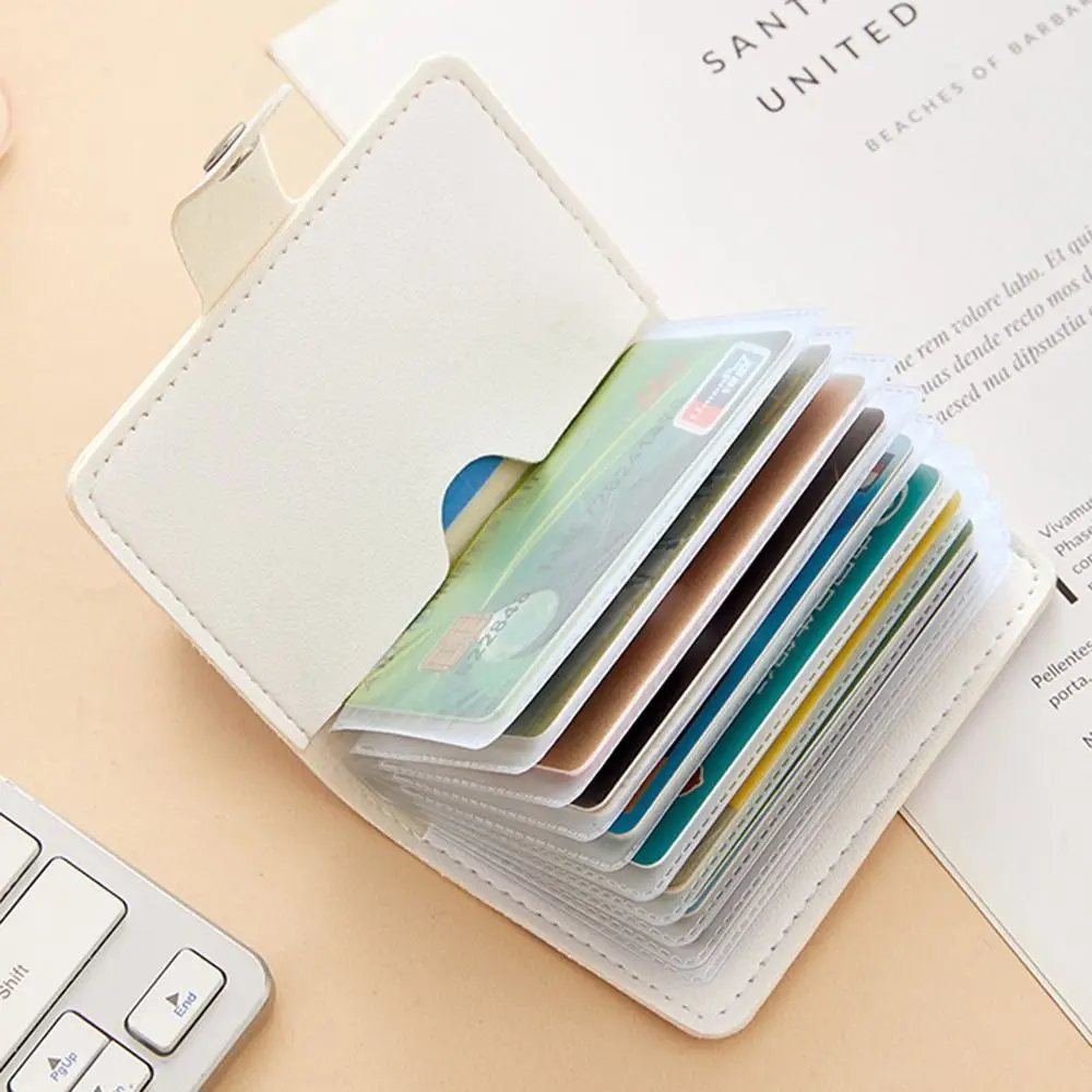 새로운 20 카드 포켓 여성 지갑 대용량 PU 가죽 명함 케이스 방수 경량 신용 카드 홀더 여성