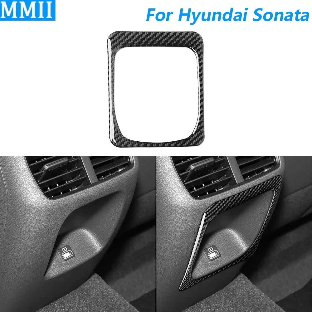 Para Hyundai Sonata 2020-2023: Nova Capa Decorativa de Fibra de Carbono para Painel da Porta de Carregamento Traseira USB - Acessório Automotivo Adesivo de Decoração