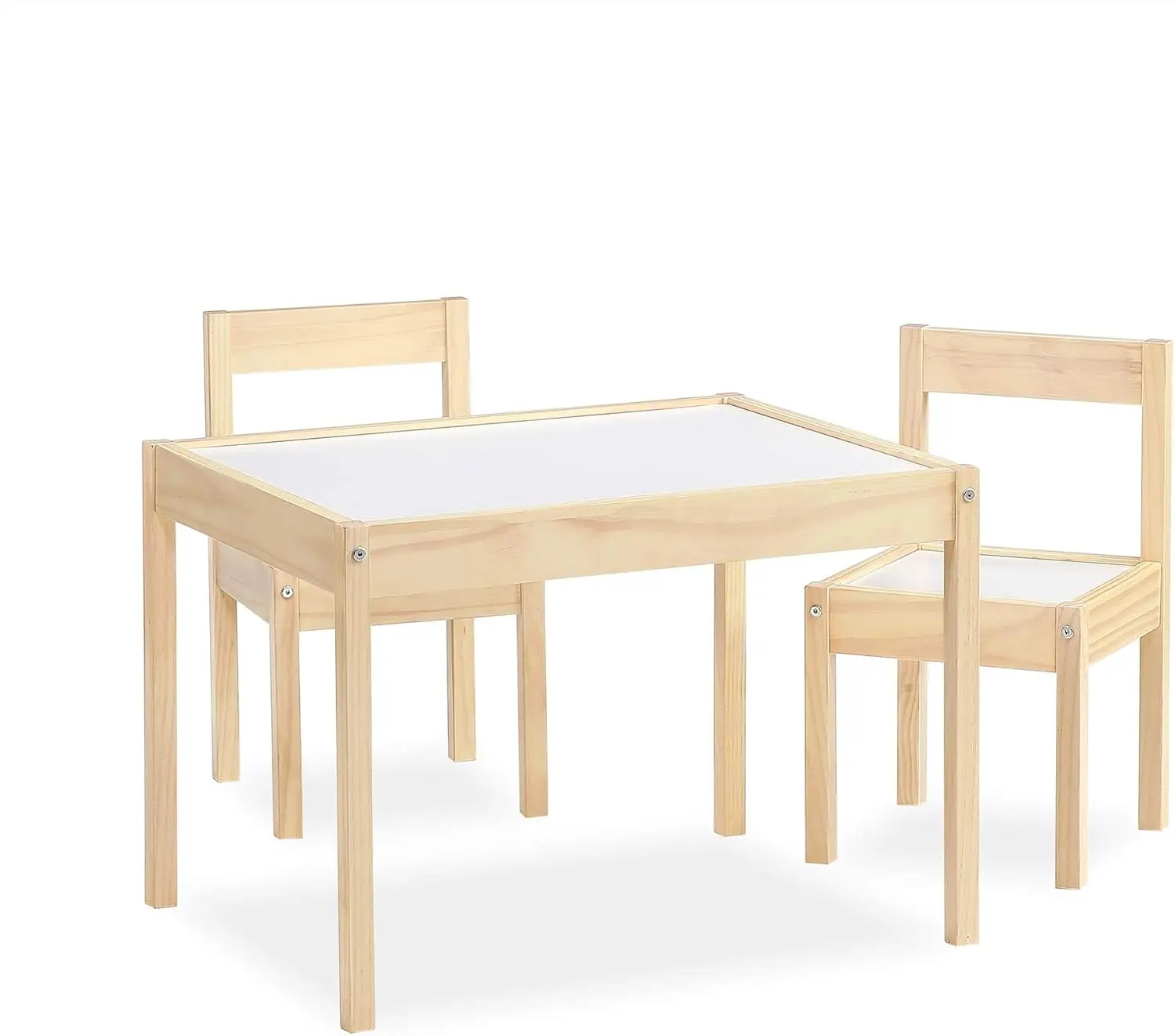 3-Piece Kiddy Table & Chair, Natural/White Table Set