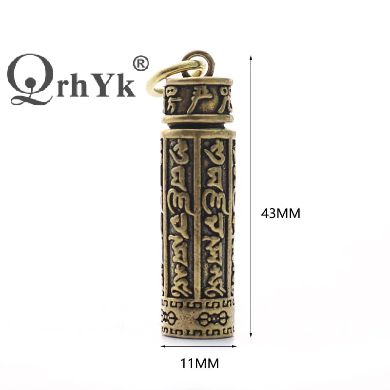 Brass Cylinder Pendant Keychain Hanging Jewelry Pill Box Medicine Container