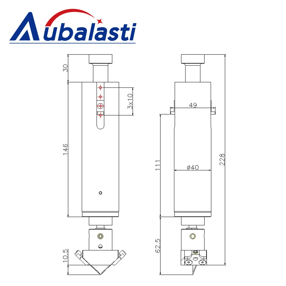 Aubalasti 90° Double Blade Oblique Knife Cutter Thickness 10mm Vibrating Knife for Soft Glass PVC Honeycomb Board KT Board