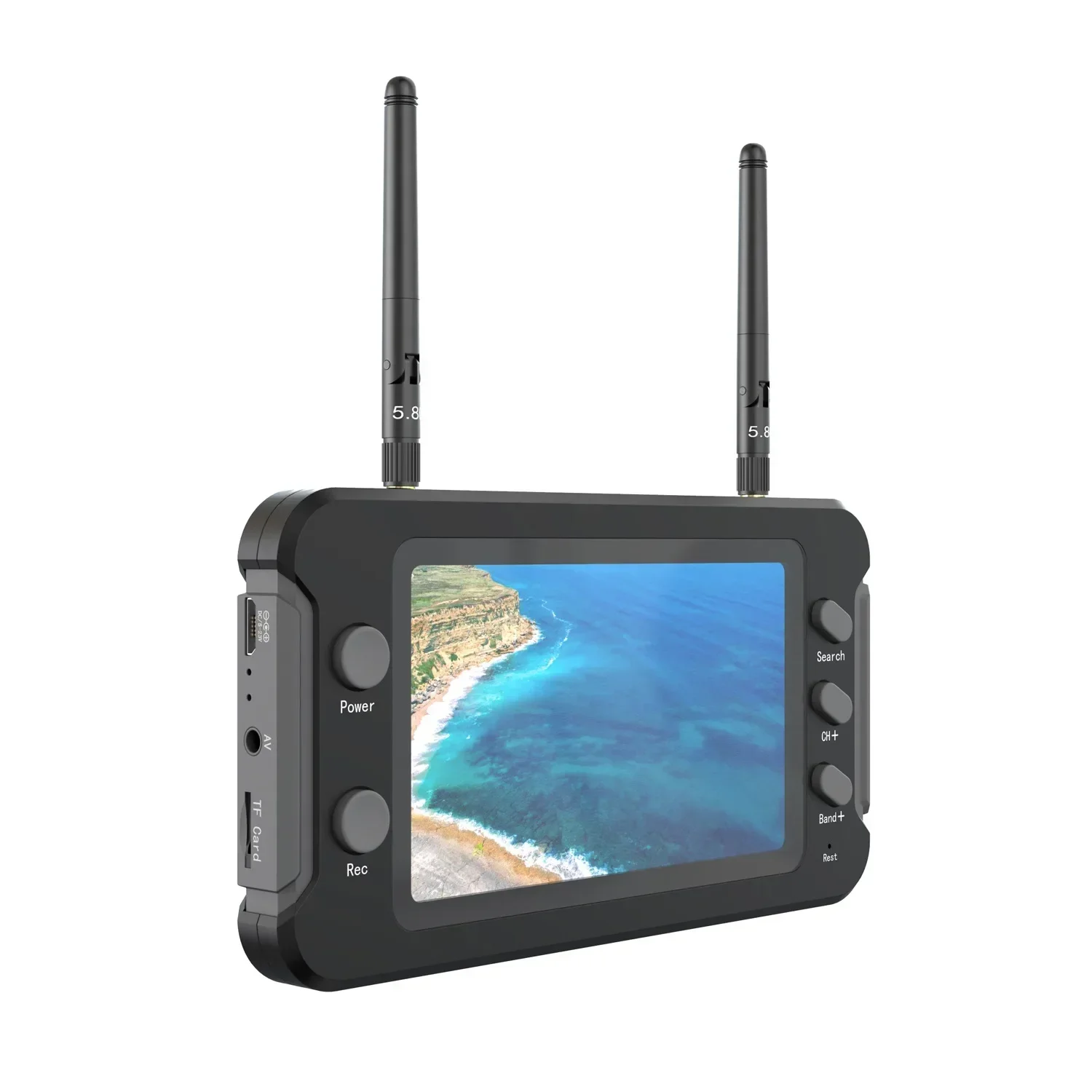 Pantalla portátil FPV de 5,8G con grabación DVR: antena dual de baja latencia y pantalla de alta definición para drones RC