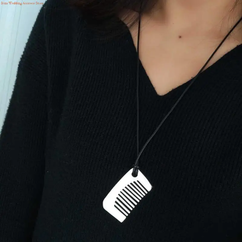 G92D Portable Stylish Sturdy Steel Comb Pendant Necklace Jewelry Accessory for Personalizing Your Hairstyle with Ease