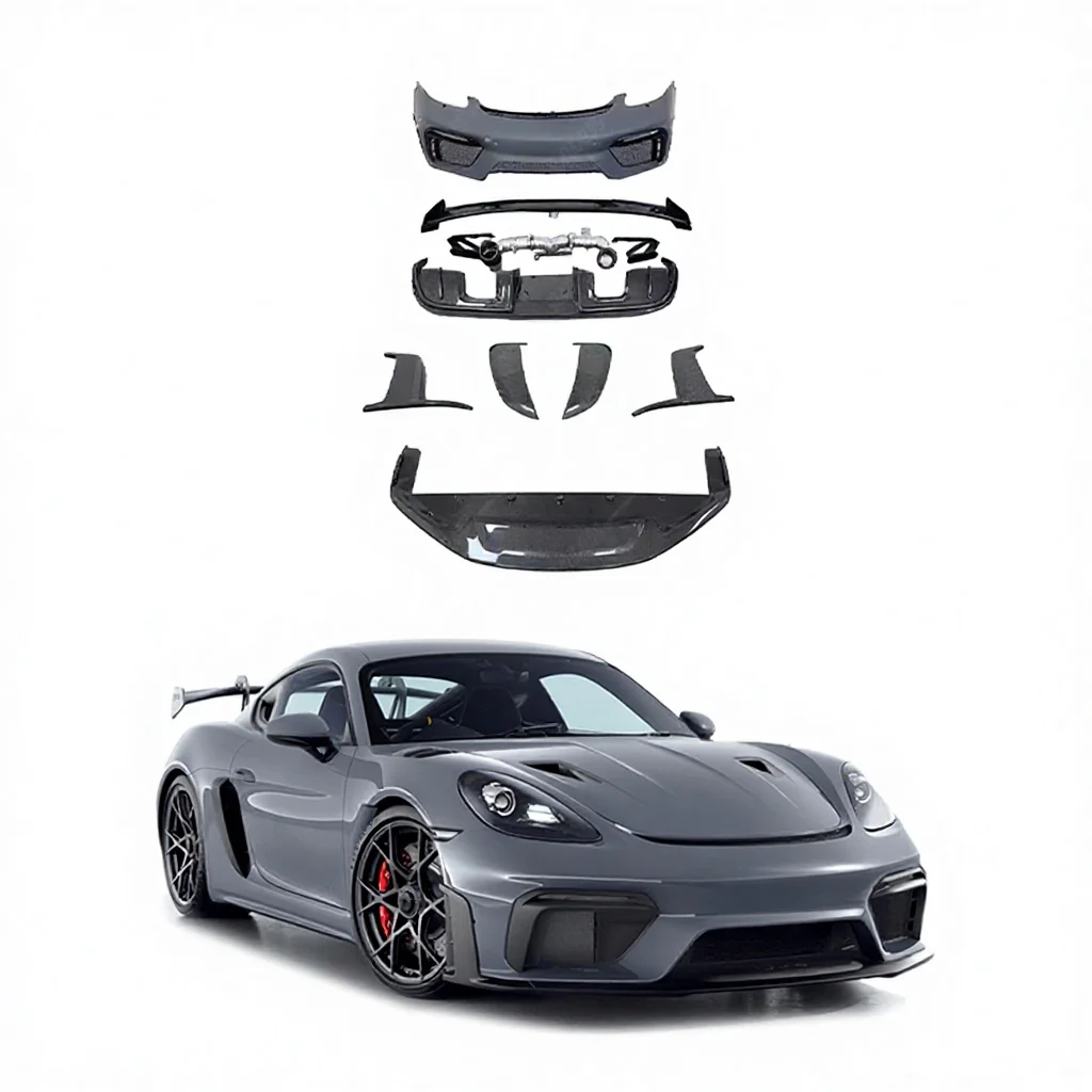 Tune GT4 RS Conversion Body Kit for 718 Cayman Boxster Auto Parts Front Bumper Rear Diffuser Exhaust Vent