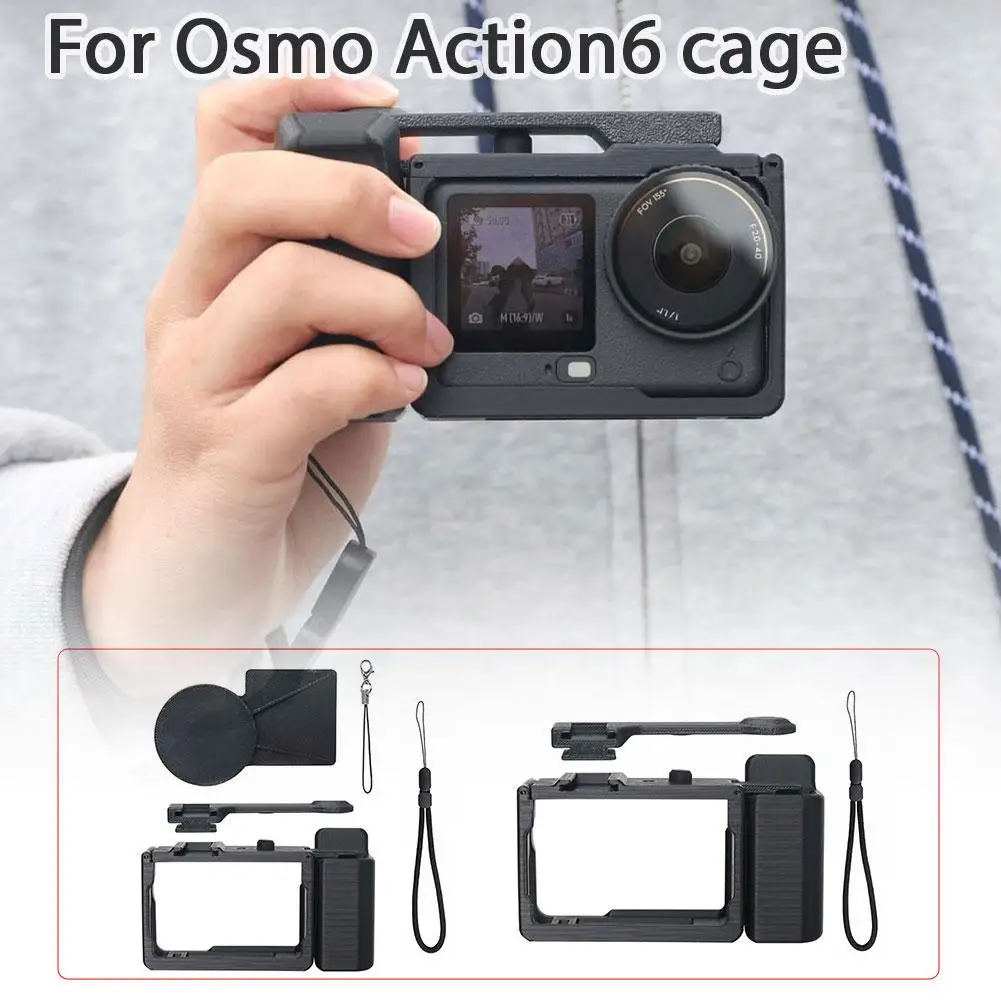 مجموعة تصوير شارع قفص أرنب لـ DJI Osmo Action 6 Vlog قبضة مقبض حامل إطار كاميرا الحركة جبل ملحق #2